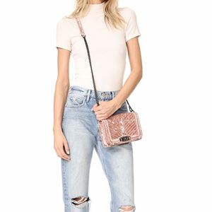 REBECCA MINKOFF Crushed Velvet Crossbody in Dusty